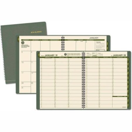 AT-A-GLANCE AT-A-GLANCE Recycled Weekly/Monthly Classic Appointment Book, 11 x 8.25, Green, 2022 70950G60